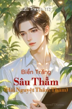 Bìa truyện Biển Trăng Sâu Thẳm với hình ảnh nhân vật nam trong không gian tĩnh lặng, thể hiện nỗi buồn.