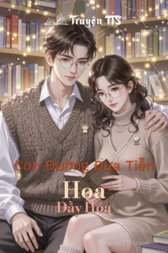 Bìa truyện Con Đường Đưa Tiễn Đầy Hoa với hình ảnh lãng mạn của hai nhân vật dưới tán cây hoa.