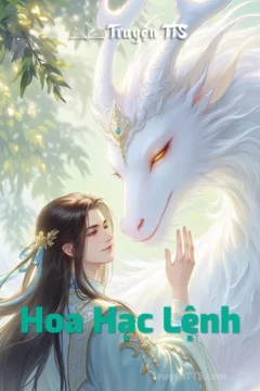 Bìa truyện Hoa Hạc Lệnh với hình ảnh hoa Trà và hai nhân vật chính