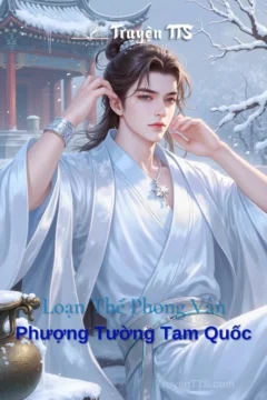 Bìa truyện Phượng Tường Tam Quốc với hình ảnh mỹ nhân cổ trang trong trang phục nam nhi giữa khung cảnh chiến trường.