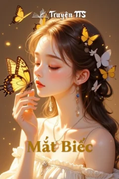 Ảnh bìa truyện Mắt Biếc của Nguyễn Nhật Ánh, hình ảnh Ngạn và Hà Lan dưới ánh hoàng hôn.
