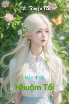 Bìa truyện Sắc Trời Nhuộm Tối với hình ảnh lãng mạn, thể hiện tình yêu của Đình Đình và Trần Nhiễm.
