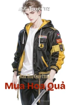 Bìa truyện "Mua Hoa Quả Cùng Mua Hoa Quả" với hình ảnh hai chàng trai trẻ tuổi tại cửa hàng trái cây.
