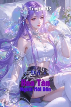 Bìa truyện Đợi Hoa Tàn Người Mới Đến với hình ảnh cô gái buồn bã dưới gốc cây hoa.