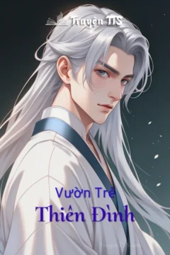 Bìa truyện Vườn Trẻ Thiên Đình với hình ảnh các nhân vật tiên giới hóa trẻ nhỏ.
